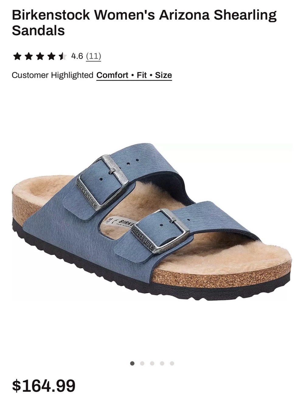 Birkenstock Arizona Shearling Sandals in Blue and Black - Picture 3 of 9